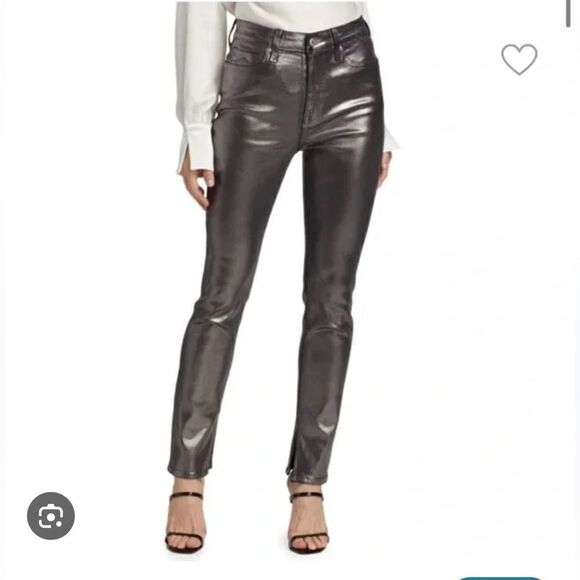 Jonathan Simkhai Rae High Rise Jeans in Coated Metallic NWT - Picture 3 of 9